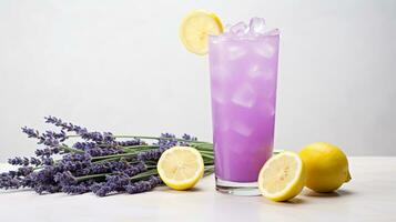 foto di un' lavanda limonata bevanda isolato su bianca sfondo. generativo ai