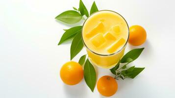 foto di un' fresco arancia succo bevanda isolato su bianca sfondo. generativo ai