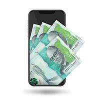 3d illustrazione di colombiano peso Appunti dentro mobile Telefono foto