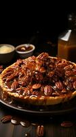 pecan torta con caramello pioggerella un' dolce e nocciola diletto foto