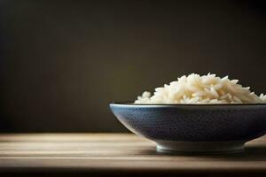 un' ciotola di riso seduta su un' tavolo. ai-generato foto