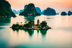 il bellissimo paesaggio di halong baia. ai-generato foto