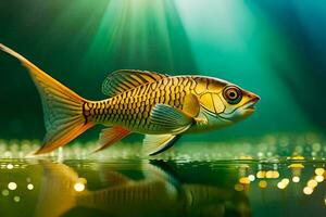 pesce nel il acqua con luminosa luce. ai-generato foto