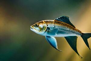 un' pesce con un' nero e bianca corpo e un' giallo coda. ai-generato foto