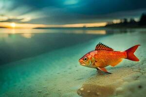 foto sfondo il cielo, pesce, tramonto, acqua, il mare, il spiaggia, il mare. ai-generato