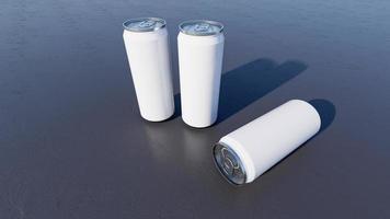immagine mockup del rendering 3d di lattine bianche e argento. foto