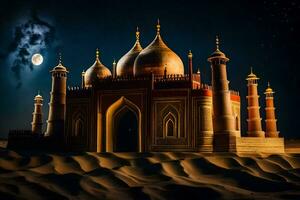 il taj Mahal nel il deserto a notte. ai-generato foto