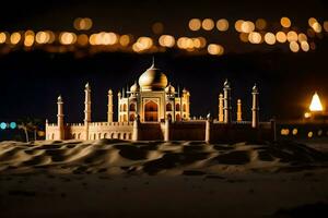 un' modello di il taj Mahal a notte. ai-generato foto