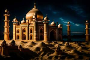 il taj Mahal è un' bellissimo edificio nel il deserto. ai-generato foto