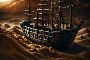 foto sfondo mare, sabbia, nave, deserto, nave, nave nel il sabbia, nave in. ai-generato