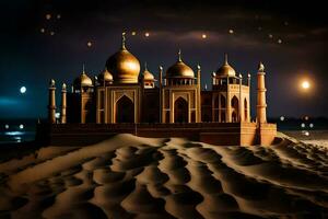 un' taj Mahal nel il deserto a notte. ai-generato foto