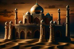 il bellissimo moschea nel il deserto. ai-generato foto