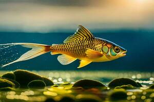 un' pesce è nuoto nel il acqua. ai-generato foto