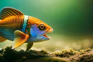un' pesce con un' luminosa arancia e blu colore. ai-generato foto
