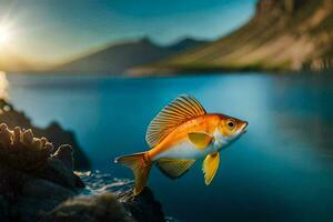 pesce rosso nel il acqua. ai-generato foto