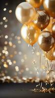 compleanno celebrazione con oro palloncini e luccichio foto