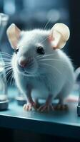 carino bianca ratto nel ricerca laboratorio ai generato foto