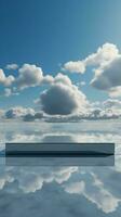 nuvoloso cielo podio per Prodotto vetrina verticale mobile sfondo ai generato foto