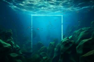 3d mare illustrazione sole raggi creare un' ipnotizzante acquatico mondo ai generato foto