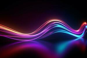 ipnotizzante 3d neon laser Linee su un' buio uv fondale ai generato foto