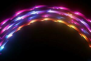 semicerchio nel elettrizzante neon colori contro un' in profondità nero sfondo ai generato foto