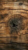 rustico abbaiare legna struttura, ideale per biologico sfondo disegni verticale mobile sfondo ai generato foto