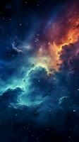 astratto rappresentazione di il notte cielo, traboccante con stelle, nebulose, e galassie verticale mobile sfondo ai generato foto