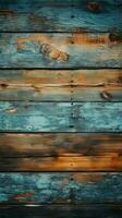 sgangherato, vibrante, anziano legname fondale con un' pop di colore verticale mobile sfondo ai generato foto