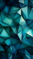 triangolo astratto modello in profondità blu, verde, bianca, e rinfrescante ciano verticale mobile sfondo ai generato foto