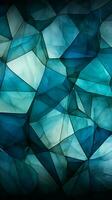 triangoli interazione, mescolanza in profondità blu, verde, bianca, e dinamico ciano, travolgente panorama verticale mobile sfondo ai generato foto
