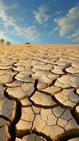 nature allarme incrinato, secco suolo nel deserto parla di clima i cambiamenti gravità verticale mobile sfondo ai generato foto