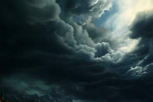 tempo metamorfosi tempestoso cieli e presentimento buio nuvole trasformato ai generato foto