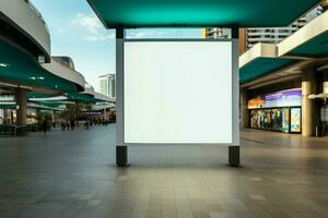 primo pubblicità spazio un' spazioso vuoto tabellone entro il shopping centro ai generato foto