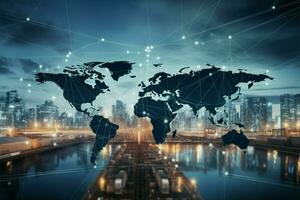 la logistica concetto Mappatura globale compagno connessioni per importare e esportare ai generato foto