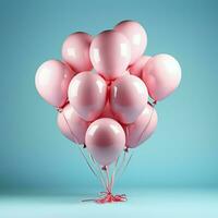 pastello pop, 3d reso palloncini su rosa, un' festivo sfondo per compleanni per sociale media inviare dimensione ai generato foto