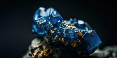 minerale pietra corindone blu avvicinamento. generativo ai foto