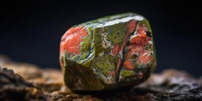 foto di il minerale pietra unkite avvicinamento, macro. generativo ai