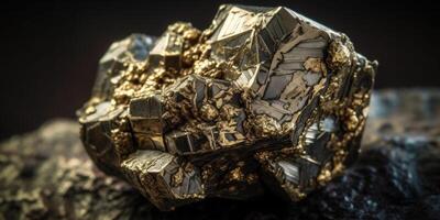 foto di il minerale pietra pirite avvicinamento, macro. generativo ai