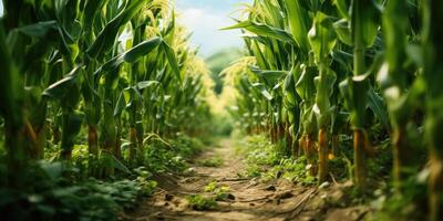 Mais campo, raccolta, eco-friendly prodotti. generativo ai foto