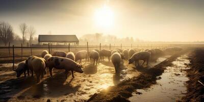 carino contento agnello su il campo, pecore. generativo ai foto