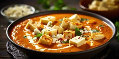 delizioso paneer bater masala piatto nel un indiano ristorante. generativo ai foto