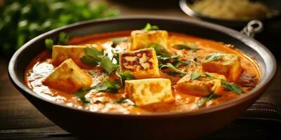 delizioso paneer bater masala piatto nel un indiano ristorante. generativo ai foto