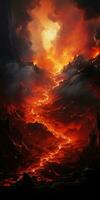 vulcanico eruzione, lava, cataclismi e naturale disastri. generativo ai foto