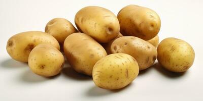 delizioso crudo patate su un' bianca sfondo. generativo ai foto