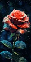 rosa fiore con pioggia gocce. Immagine per un' manifesto o cartolina. generativo ai foto