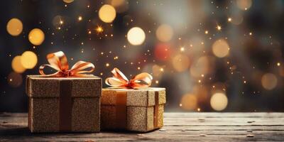 Natale fn e scatole con i regali. generativo ai foto