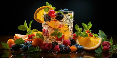 fresco frutta limonata delizioso frutta, corretto nutrizione. generativo ai foto