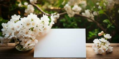 creativo disposizione fatto di fiori, le foglie con carta carta nota,natura concetto. generativo ai foto