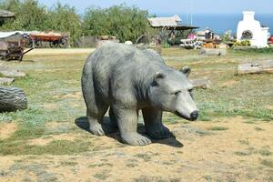 indossatrice manichino orso su il prato foto