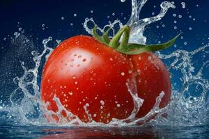 acqua spruzzo su pomodoro. ai generativo professionista foto